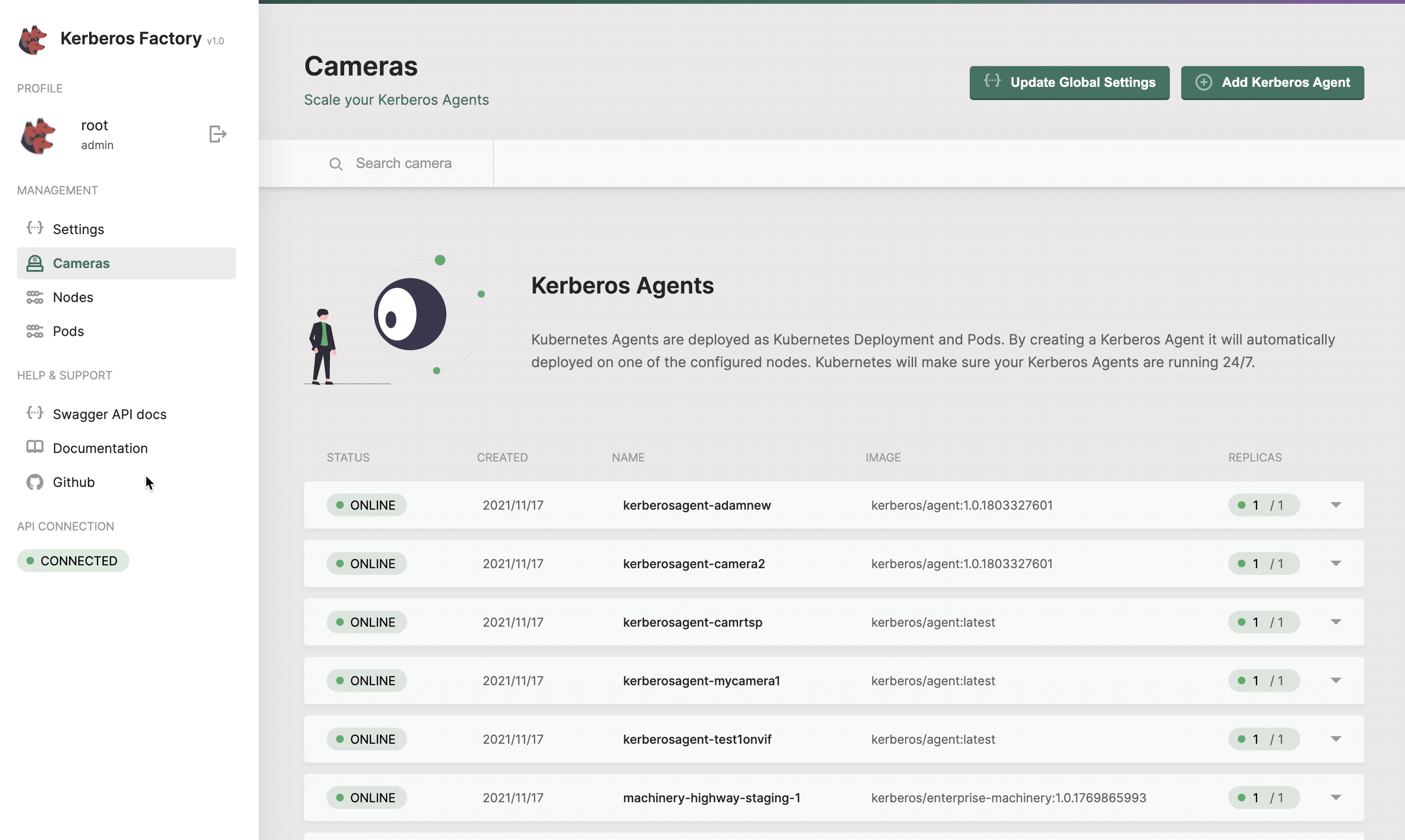 You can specify the configurations on a global level, so all Kerberos Agents will inherit from that.