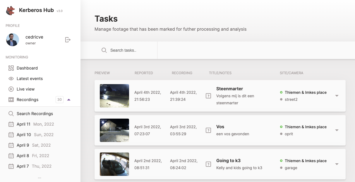 Your tasks showing up on the tasks page are now showing recordings from your archived storage provider.