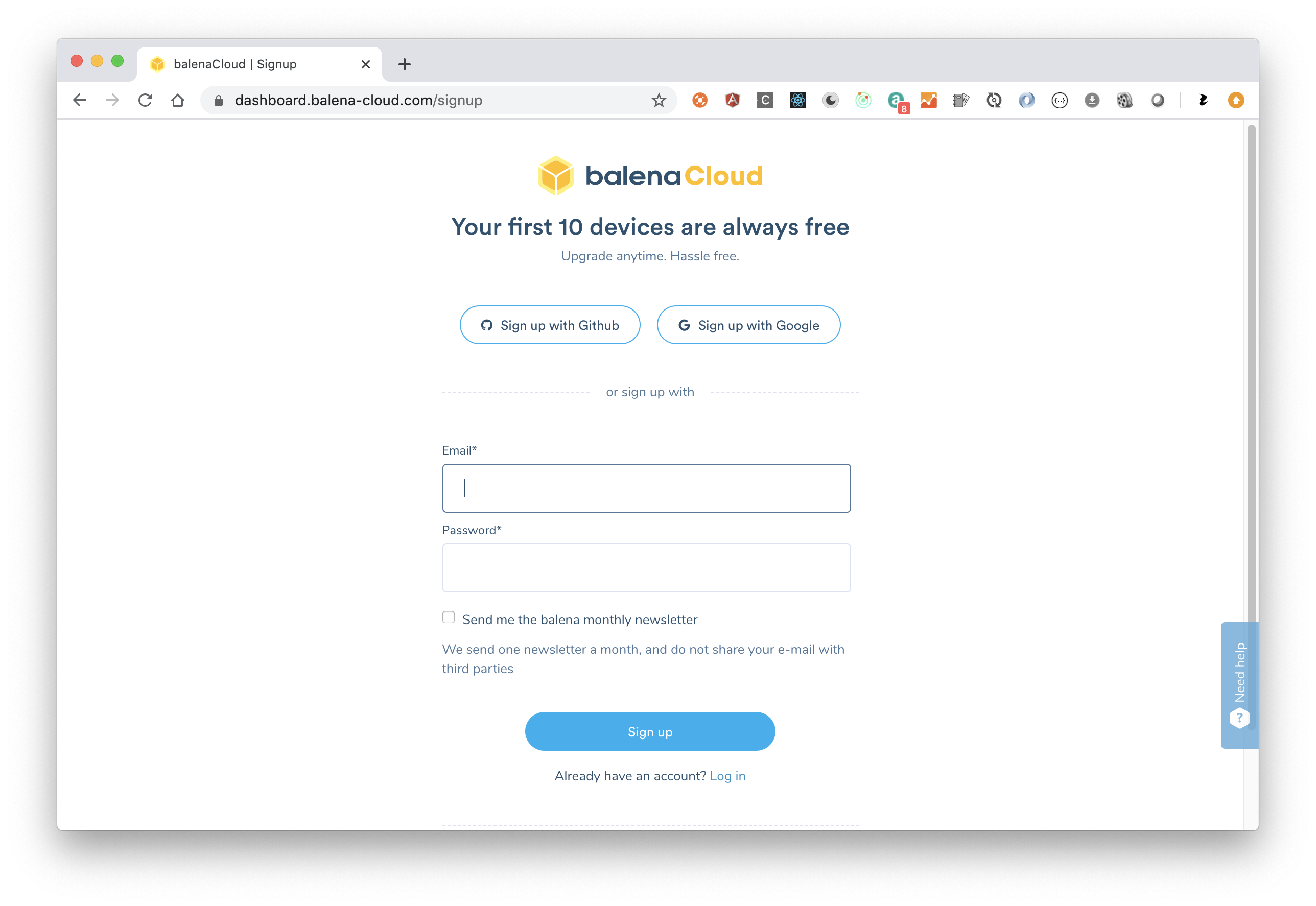 Creating a Balena Cloud account to onboard your Kerberos Opensource agent.
