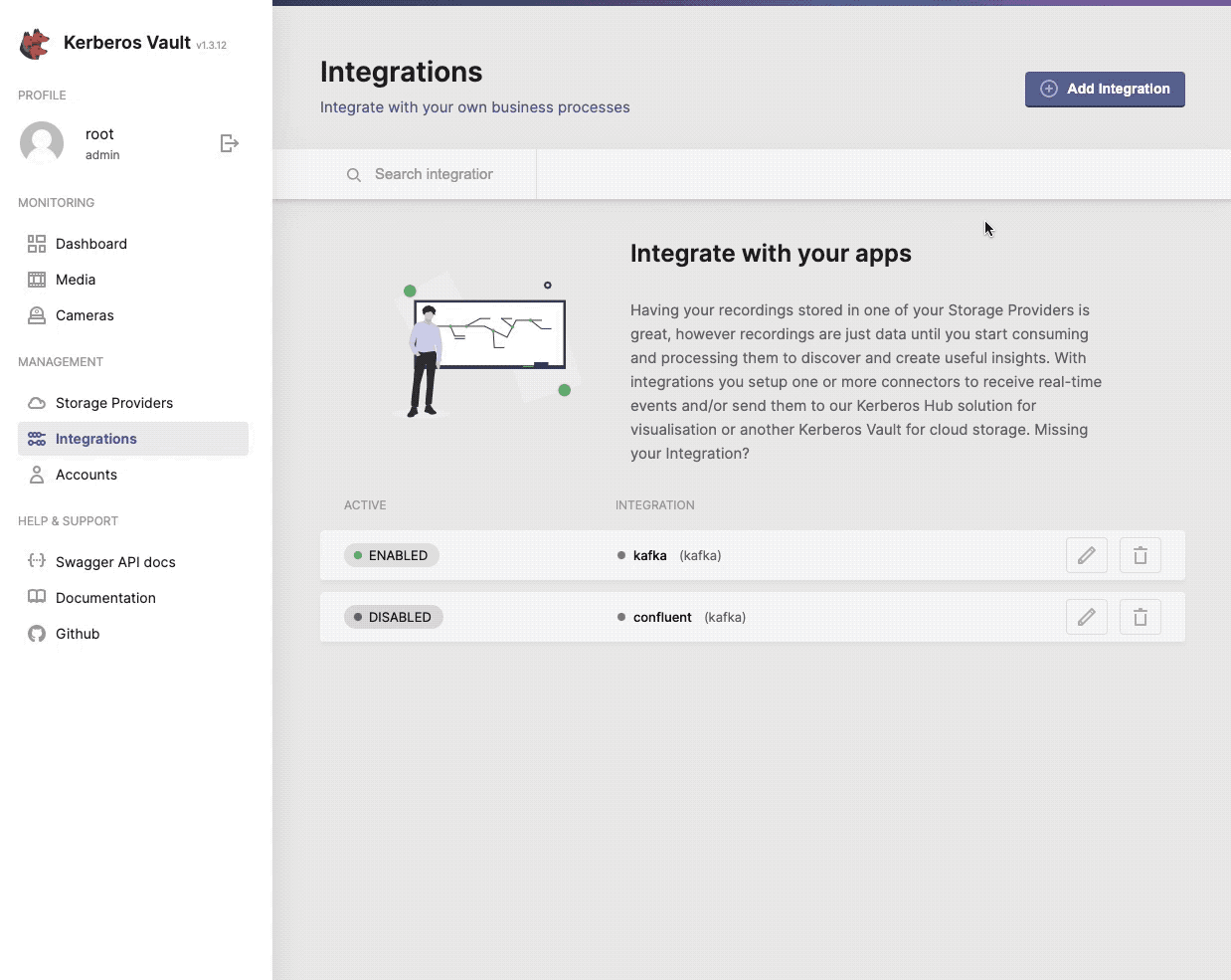 One or more providers can be configured to centralise your storage.